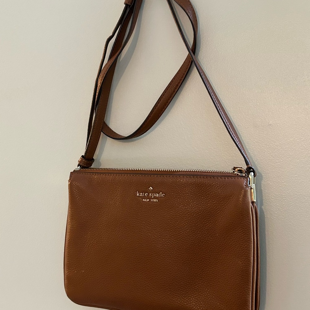 Kate Spade Brown Leather Crossbody Bag with Adjustable Strap